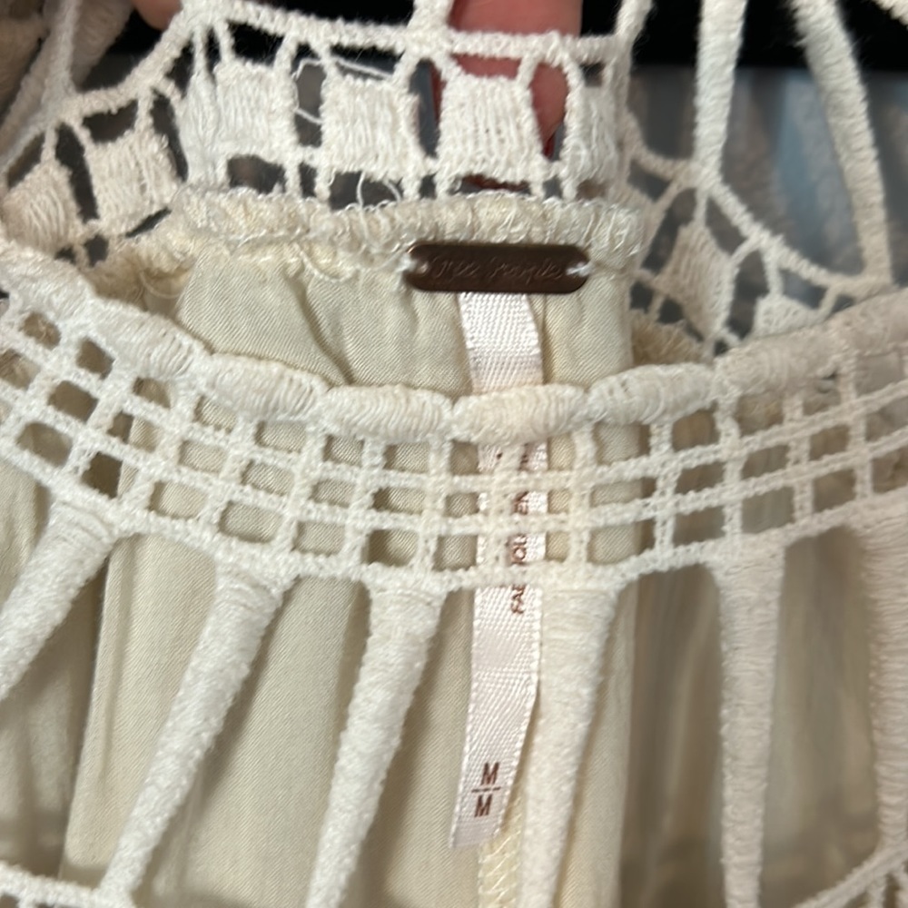 Free People Macrame Gauzy shift Dress size Medium - Picture 5 of 9
